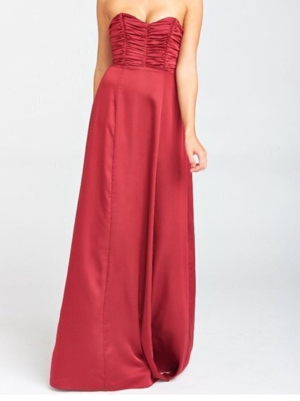 Show Me Your MuMu Strapless Ruched Bodice Maxi Dress in Burgundy